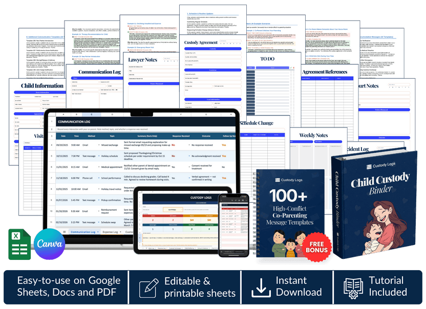 Custody Logs – Private Documentation System for High-Conflict Custody Cases